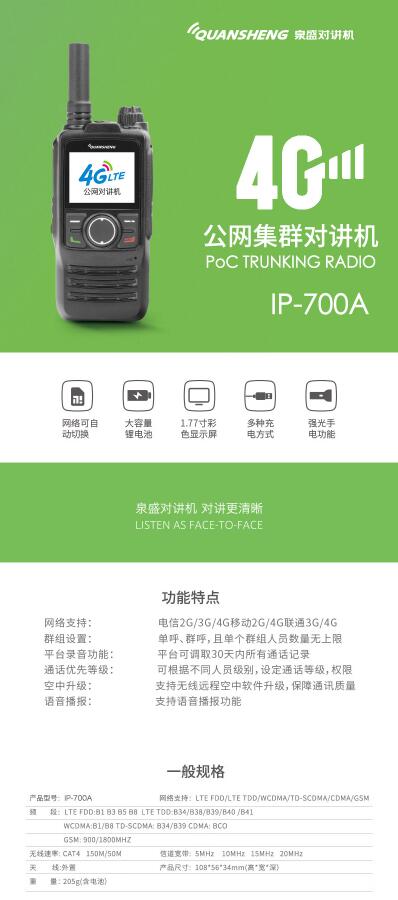 泉盛（QUANSHENG） 全国对讲机IP-700A公网插卡移动4G不限距离通话户外厂家对讲机 1.jpg