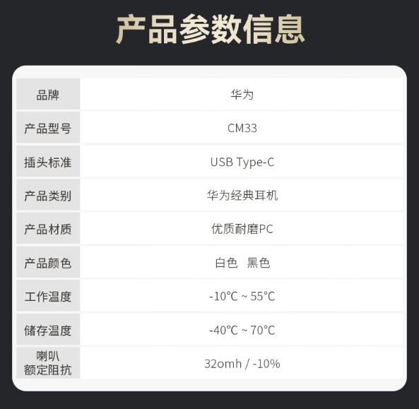 华为有线耳机原装type-c经典CM33耳机Pura70proMate60P60proNova12手机平板笔记本电脑耳机有线typec 华为Type-c耳机.jpg